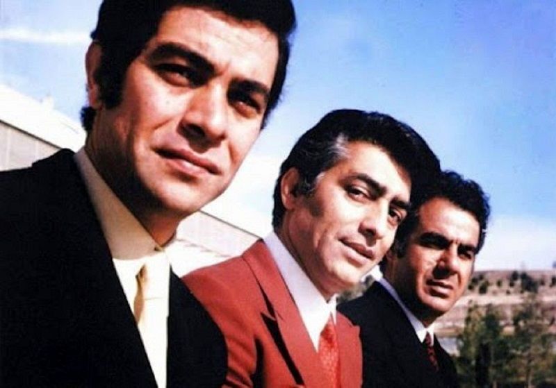 ژست صمیمی فردین، بیک ایمانوردی و ملک مطیعی در دهه ۵۰