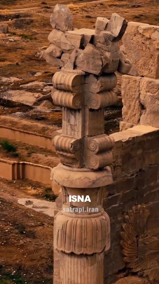 سالم‌ترین ستون تخت جمشید/ ویدئو